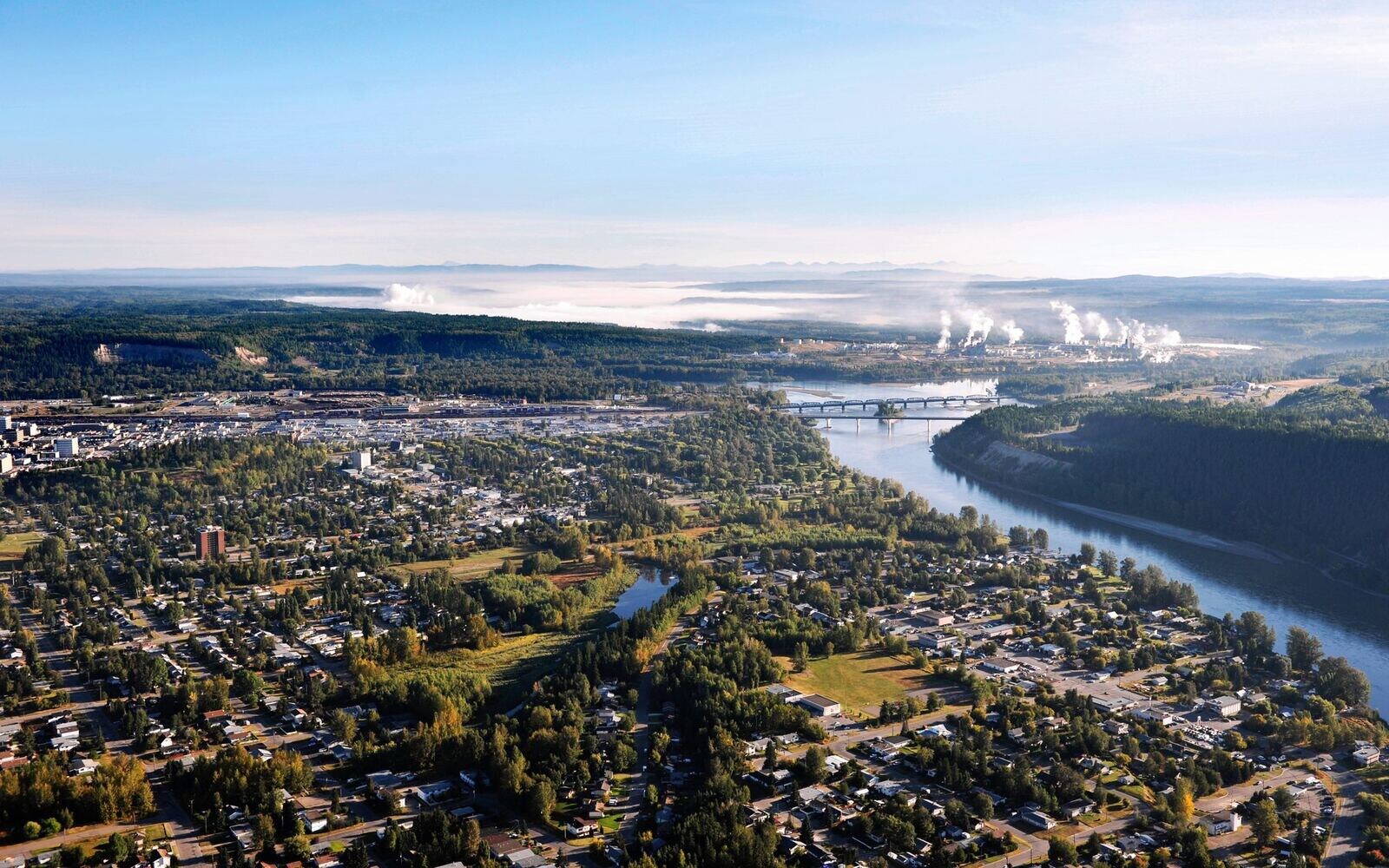 Aerial view of Prince George, British Columbia